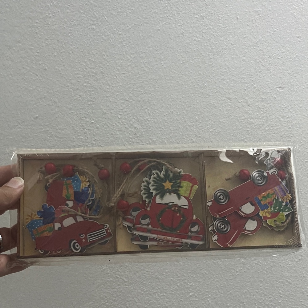 Red Car Christmas Ornaments Set